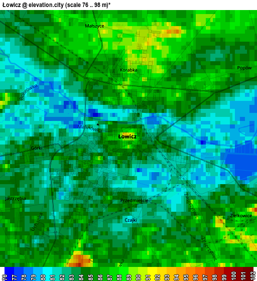 Łowicz elevation map