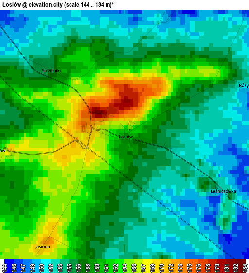 Łosiów elevation map