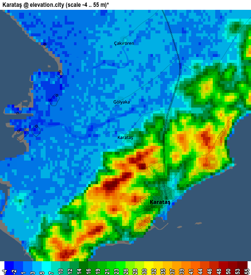 Karataş elevation map