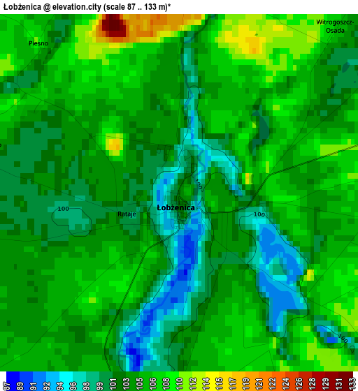Łobżenica elevation map