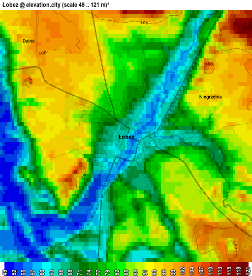 Łobez elevation map