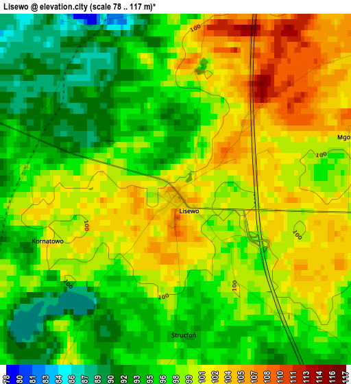 Lisewo elevation map