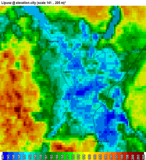 Lipusz elevation map