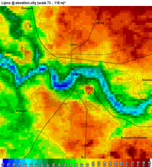 Lipno elevation map