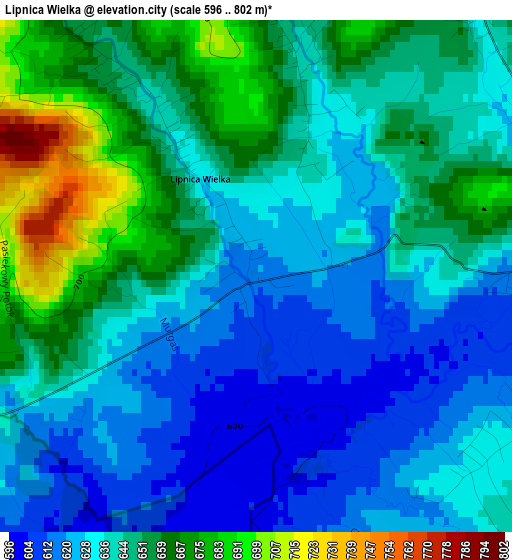 Lipnica Wielka elevation map