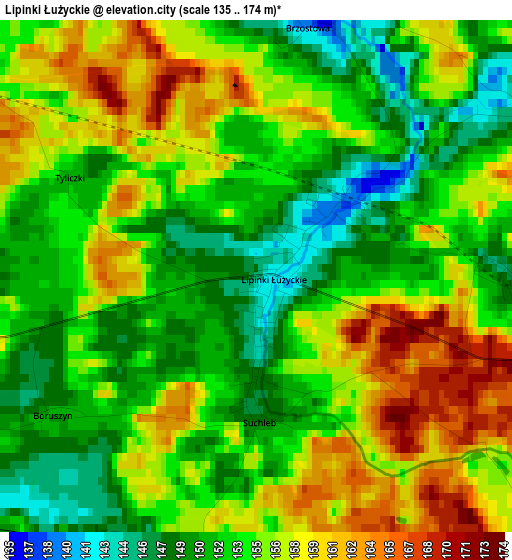 Lipinki Łużyckie elevation map