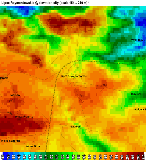 Lipce Reymontowskie elevation map