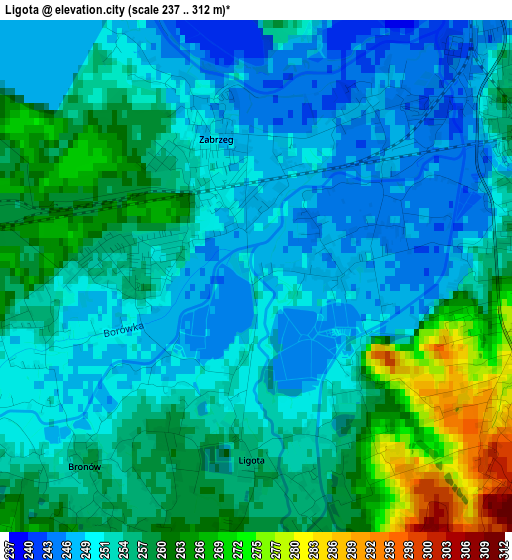 Ligota elevation map