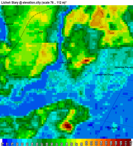 Licheń Stary elevation map
