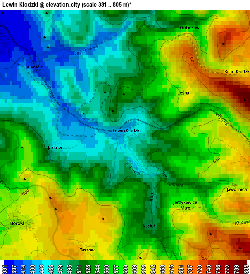 Lewin Kłodzki elevation map