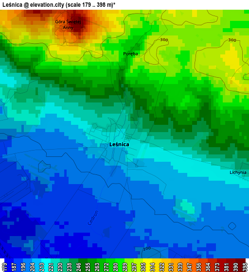 Leśnica elevation map