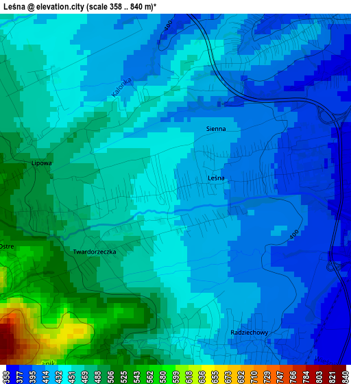 Leśna elevation map