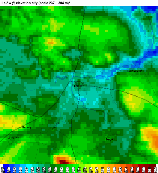 Lelów elevation map