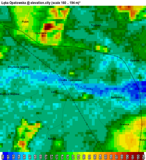 Łęka Opatowska elevation map