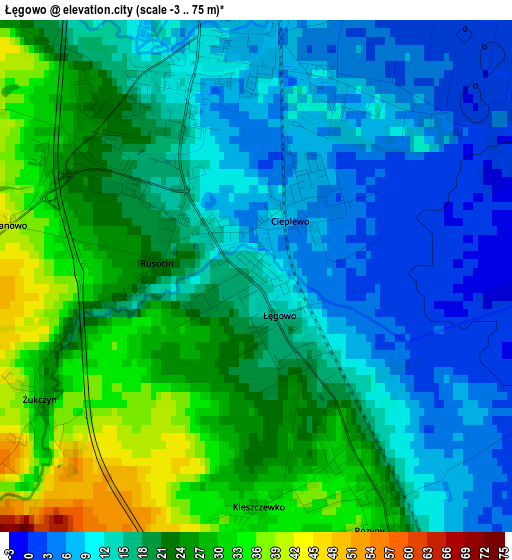 Łęgowo elevation map