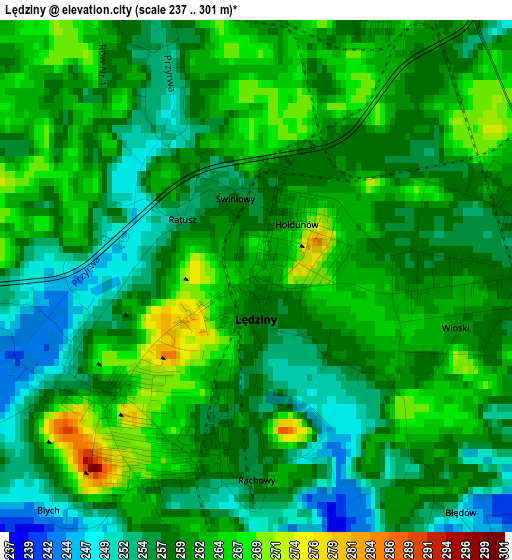 Lędziny elevation map