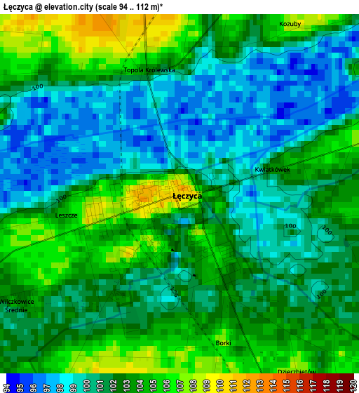 Łęczyca elevation map