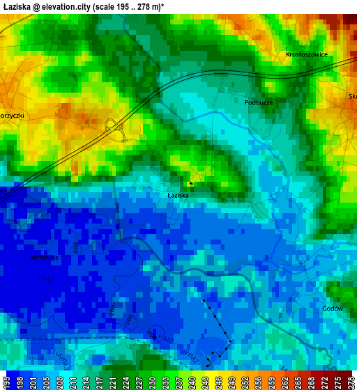 Łaziska elevation map