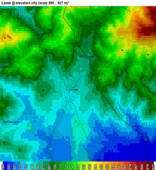 Lasek elevation map