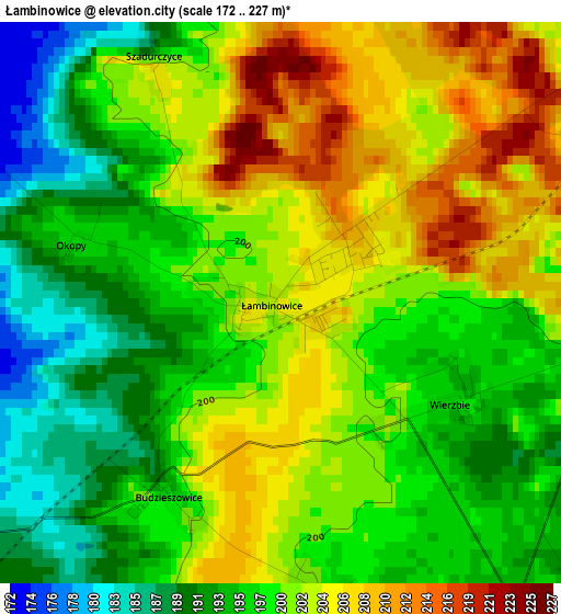 Łambinowice elevation map