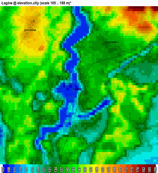 Łagów elevation map