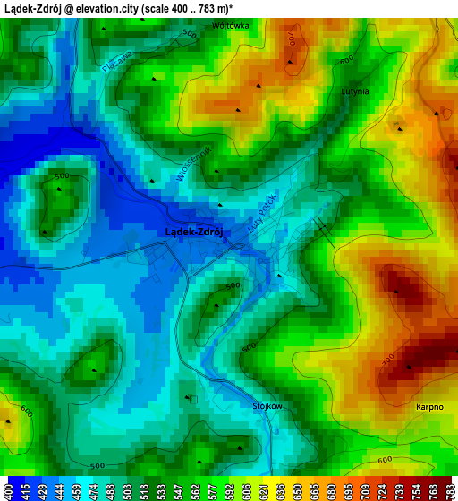 Lądek-Zdrój elevation map