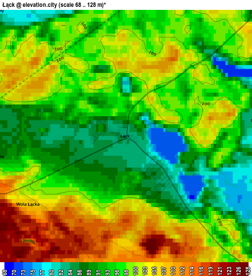 Łąck elevation map