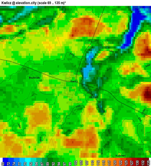 Kwilcz elevation map