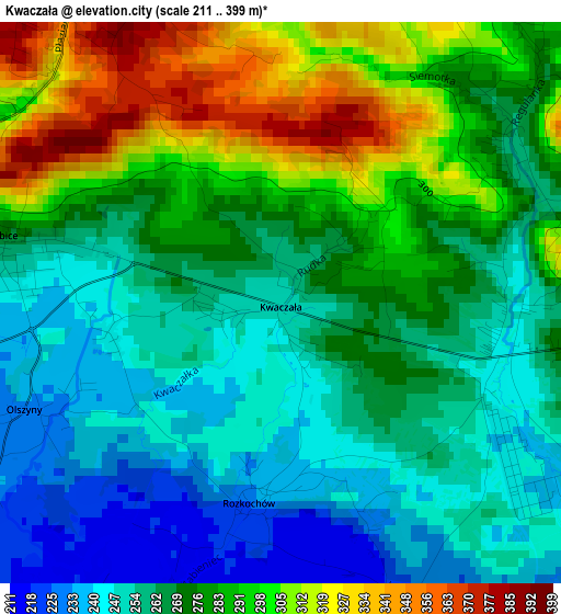 Kwaczała elevation map