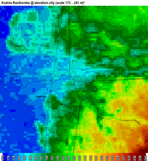 Kuźnia Raciborska elevation map