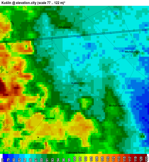 Kuślin elevation map