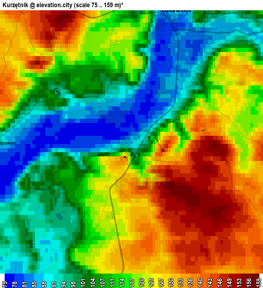 Kurzętnik elevation map