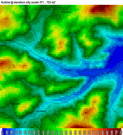 Kuków elevation map