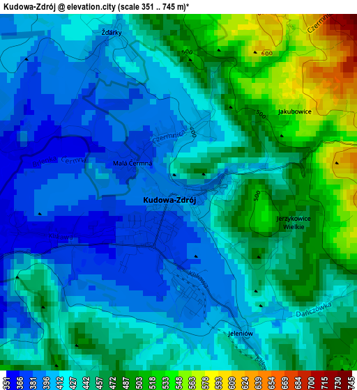 Kudowa-Zdrój elevation map