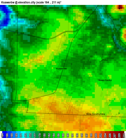 Ksawerów elevation map