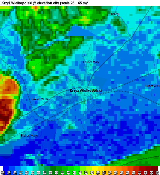 Krzyż Wielkopolski elevation map