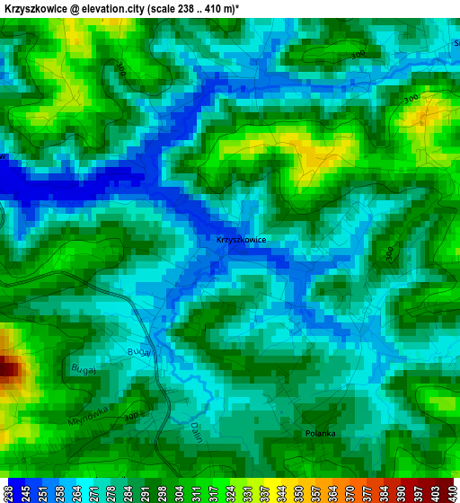 Krzyszkowice elevation map