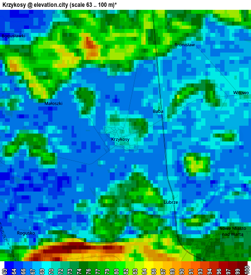 Krzykosy elevation map