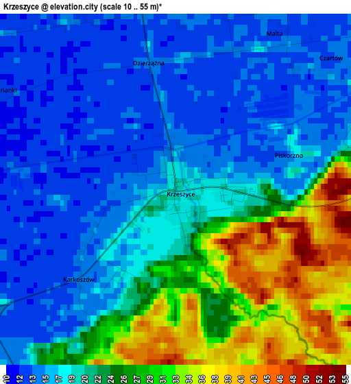 Krzeszyce elevation map