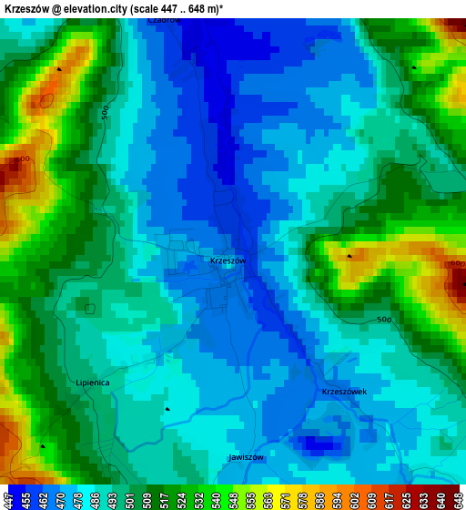 Krzeszów elevation map