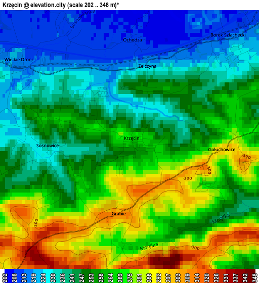 Krzęcin elevation map