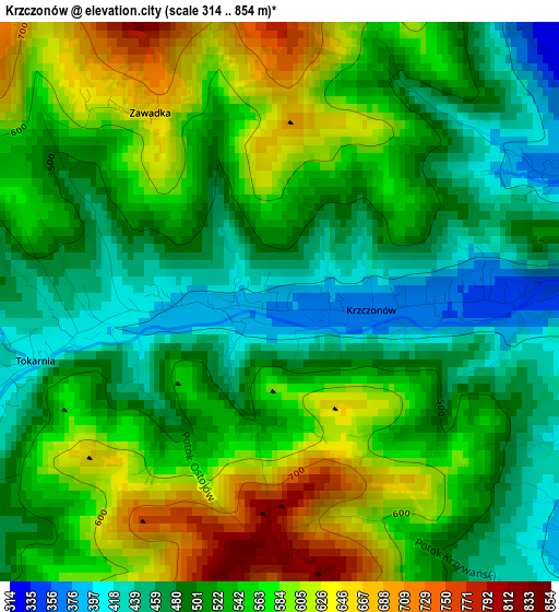 Krzczonów elevation map