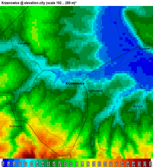 Krzanowice elevation map