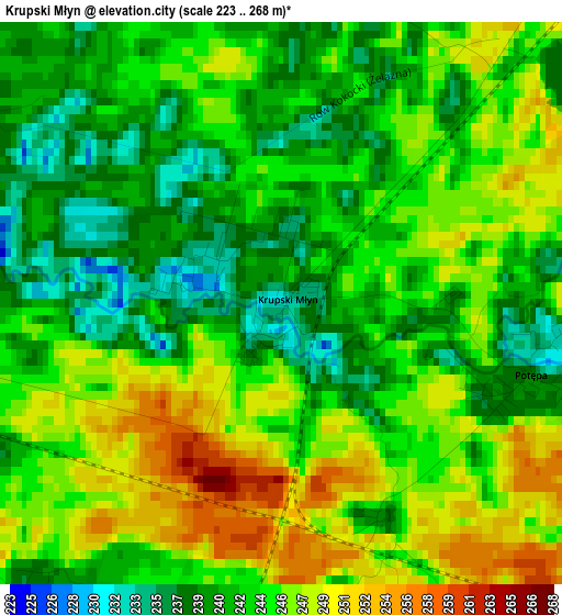 Krupski Młyn elevation map