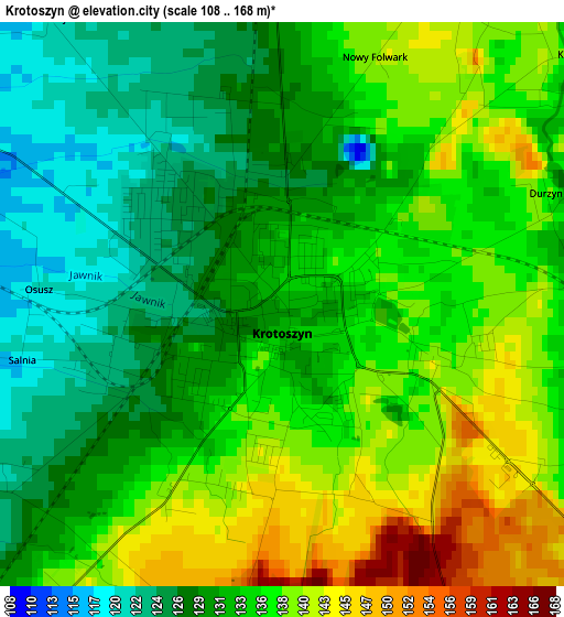 Krotoszyn elevation map