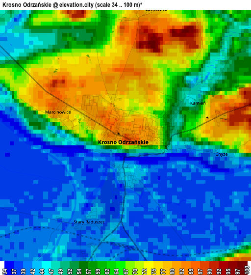 Krosno Odrzańskie elevation map