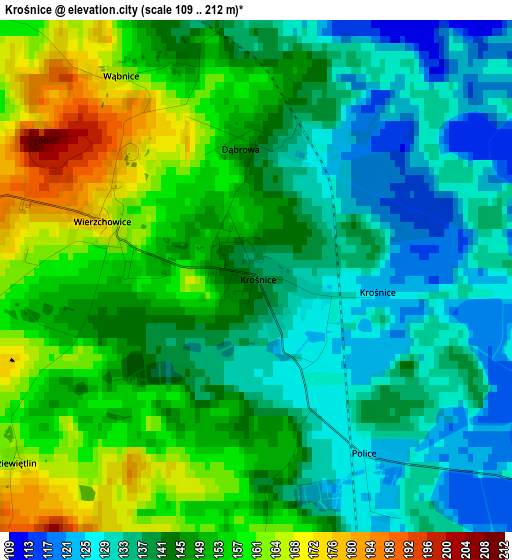 Krośnice elevation map