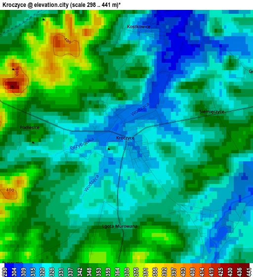 Kroczyce elevation map