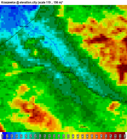 Kraszewice elevation map