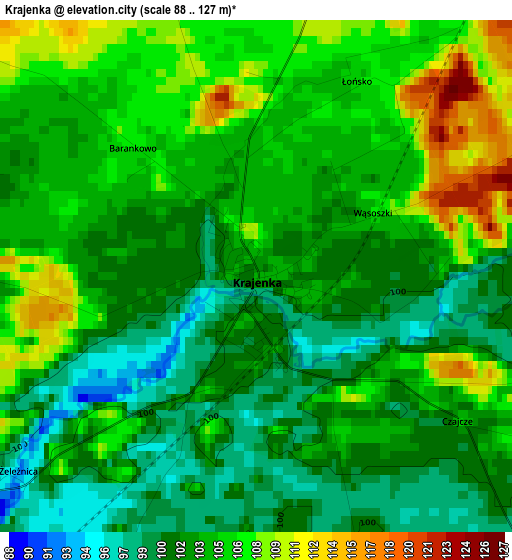 Krajenka elevation map